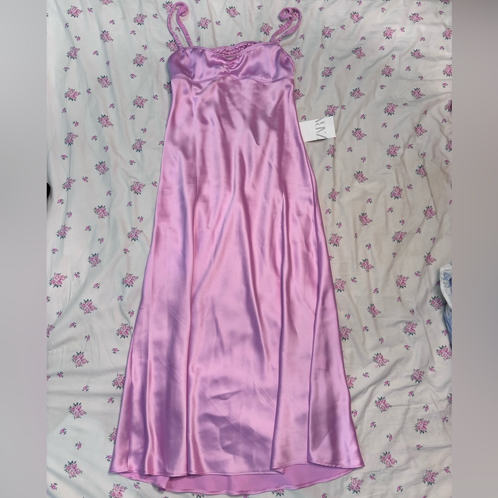 ZARA PINK SATIN EFFECT MIDI SLIP DRESS 
size M,